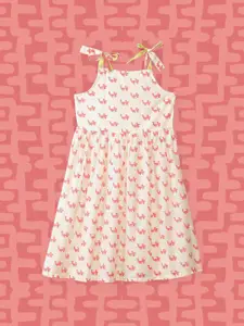 Biba Girls Off White Printed Fit & Flare Dress