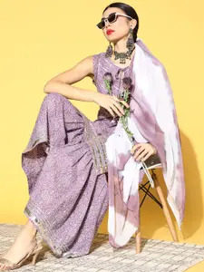 Varanga Bandhani Pure Cotton Short Kurti with Sharara