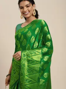 MIMOSA Green & Golden Ethnic Motifs Zari Mysore Silk Saree