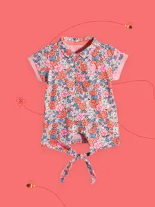 U.S. Polo Assn. Kids U.S.Polo Assn. Kids Girls Multicoloured Floral Print Pure Cotton Shirt Style Top