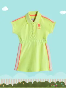 U.S. Polo Assn. Kids Fluorescent Green Solid A-Line Dress