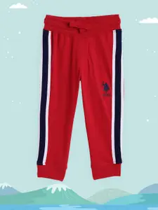 U.S. Polo Assn. Kids Boys Red Pure Cotton Regular Fit Joggers