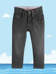 U.S. Polo Assn. Kids Boys Charcoal Grey Clean Look Stretchable Jeans