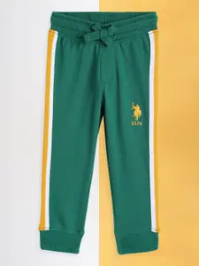 U.S. Polo Assn. Kids U.S.Polo Assn. Kids Boys Green Solid Pure Cotton Joggers