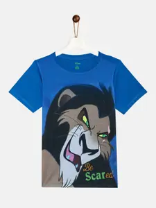 YK Disney Boys Blue & Brown Graphic Printed T-shirt