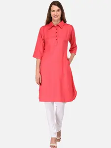 KALINI Women Pink Cotton Pathani Kurta