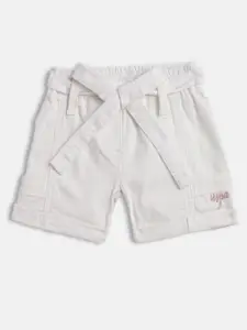 U.S. Polo Assn. Kids Girls White Solid Regular Fit Shorts