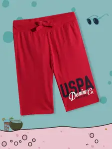 U.S. Polo Assn. Kids Boys Red Printed Pure Cotton Shorts