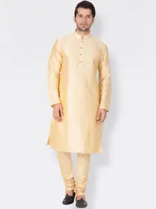 VASTRAMAY Men Gold-Toned Kurta with Churidar
