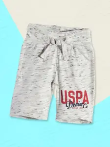 U.S. Polo Assn. Kids Boys Off-White & Black Solid Mid-Rise Shorts