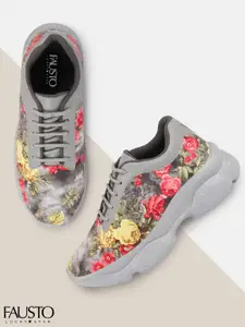 FAUSTO Women Grey Running Non-Marking Memory Foam Sport Shoes
