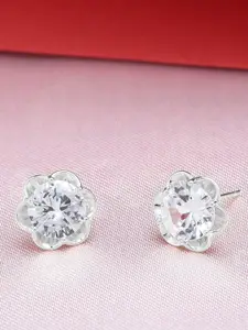 AMI Silver-Plated Floral Studs Earrings