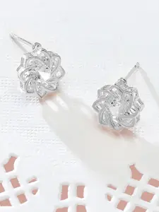 AMI Silver-Toned Floral Silver-Plated Studs Earrings