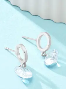 AMI Silver-Toned Circular Silver-Plated Drop Earrings