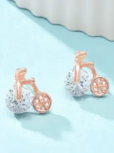 AMI Rose Gold Contemporary Rose-Gold-Plated Studs Earrings