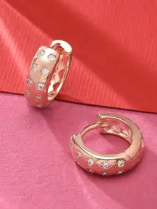 AMI Rose Gold-Toned Contemporary Rose Gold-Plated Hoop Earrings