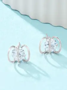 AMI Silver-Toned Contemporary Silver-Plated Studs Earrings