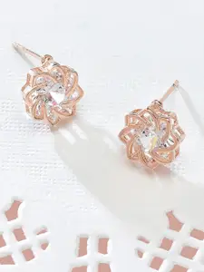 AMI Rose Gold Plated Floral Studs Earrings