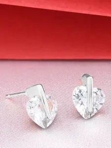 AMI Silver-Plated Heart Shaped Studs Earrings