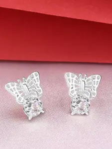 AMI Silver-Toned Contemporary Silver-Plated Studs Earrings