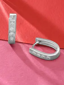 AMI Silver-Toned Contemporary Silver-Plated Hoop Earrings