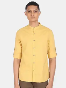 Flying Machine Men Yellow Pure Cotton Casual Shirt