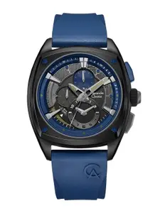 Alexandre Christie Men Black Dial & Blue Straps Analogue Chronograph Watch 6591MCRUBBU