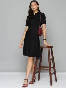 Chemistry Women Black Solid Shirt Dress with Pocket