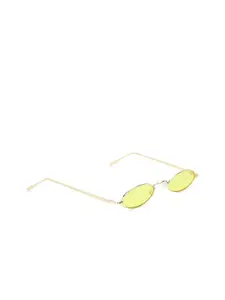 FOREVER 21 Women Yellow Lens & Gold-Toned Oval Sunglasses with Regular Lens