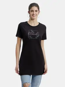 Jockey Women Black Printed T-shirt