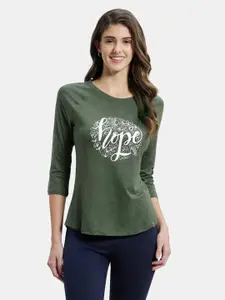Jockey Women Green Printed T-shirt