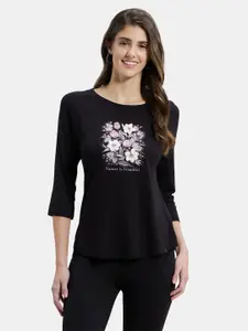 Jockey Micro Modal Cotton Relaxed Fit Printed Round Neck Three Quarter Sleeve T-Shirt