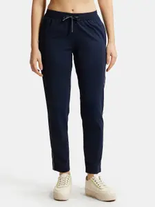 Jockey Women Navy Blue Solid Relaxed-Fit Lounge Pants