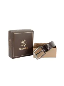 ZEVORA Men Brown Solid Genuine Leather Belt