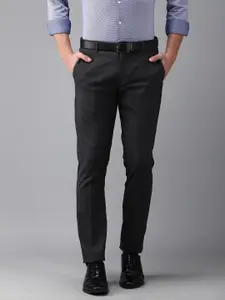 Arrow Men Navy Blue Self Design Tailored Fit Formal Trouser