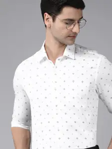 Arrow Men White Original Polka Dot Printed Slim Fit Formal Shirt