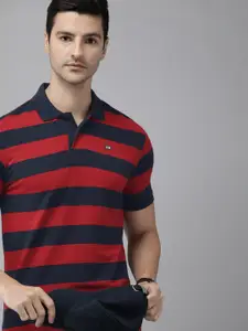 Arrow Sport Men Red & Navy Blue Polo Collar T-shirt
