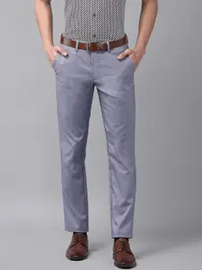 Van Heusen Men Blue Solid Slim Fit Formal Trousers