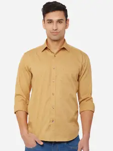 Greenfibre Men Yellow Pure Cotton Printed Slim Fit Casual Shirt
