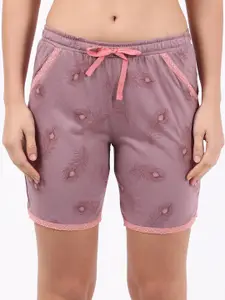 Jockey Women Pink Floral Printed Lounge Shorts