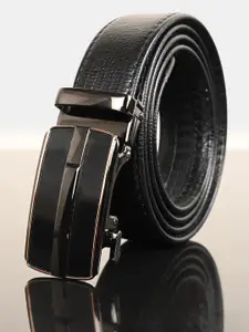 BuckleUp Men Black Solid Leather Belt