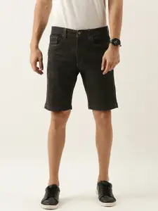 Peter England Men Black Denim Shorts