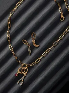 Accessorize London Women Gold-Toned Feel Good Wishbone Spark Interchange Pendant Necklace