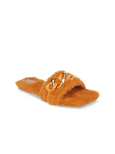 The Desi Dulhan Women Tan Open Toe Flats with Buckles