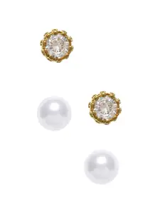 OOMPH Set Of 2 Gold-Toned Stud Earrings