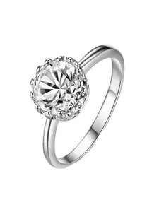 OOMPH Women Silver-Toned White CZ-Studded Finger Rings