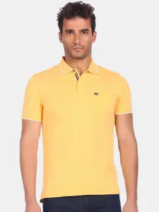 Arrow Sport Men Yellow Polo Collar Cotton T-shirt