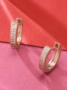 AMI Rose Gold Contemporary Cubic Zirconia Hoop Earrings