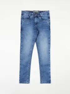 Crimsoune Club Girls Blue Slim Fit Heavy Fade Stretchable Jeans