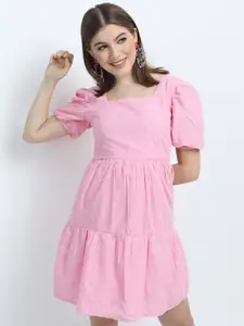 Tokyo Talkies Pink Embroidered Dress